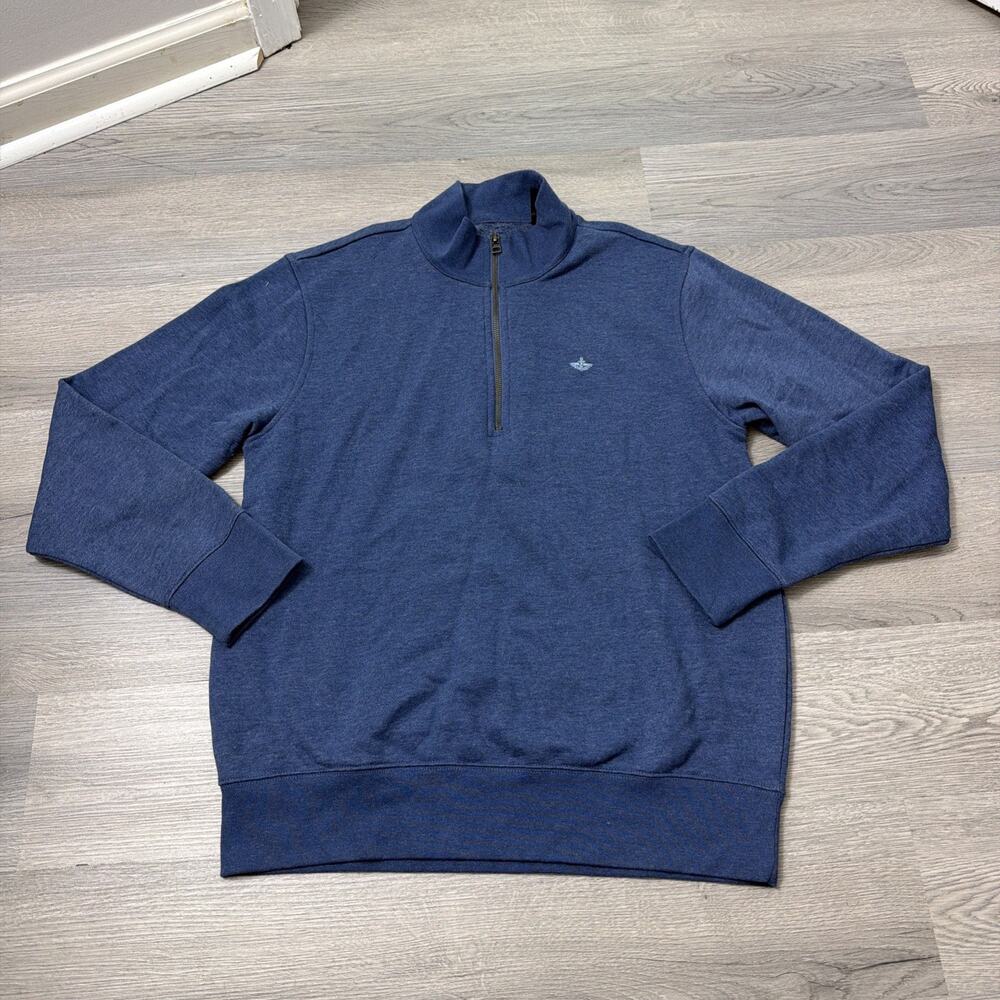 Dockers Men's Medium Navy Blue Quarter Zip Fleece Pullover Sweatshirt